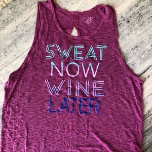 SWEAT NOW WINE LATER workout tank with open back